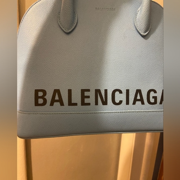 XXS Light Blue Pebbled Balenciaga Logo CrossBody bag - Picture 4 of 16